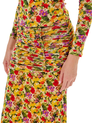 Floral Print Top & Ruched Skirt Sets