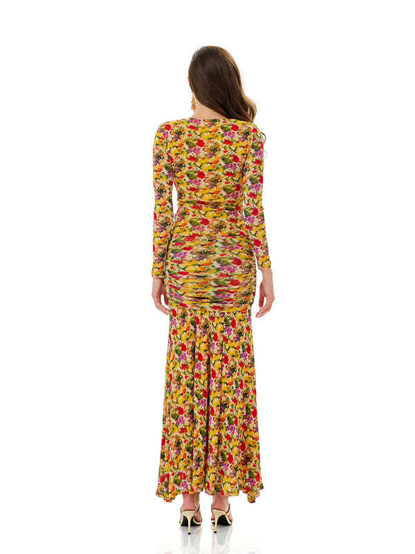 Floral Print Top & Ruched Skirt Sets