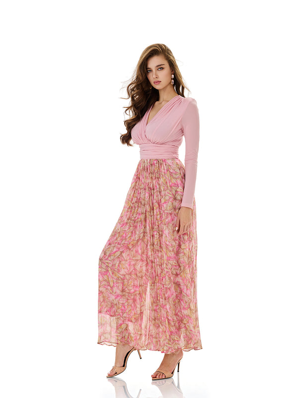 Bloom Floral Print Pleated Maxi Dress