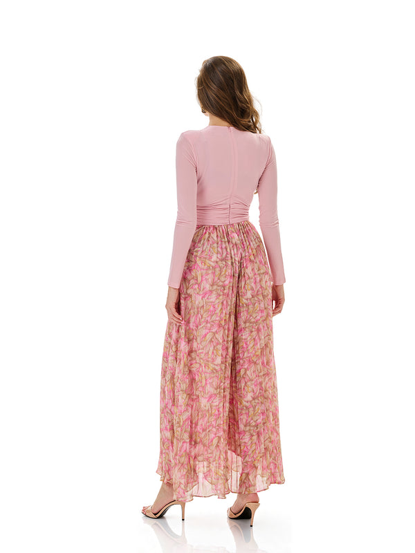 Bloom Floral Print Pleated Maxi Dress