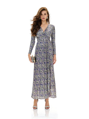 Floral Sequin Slit Maxi Dress