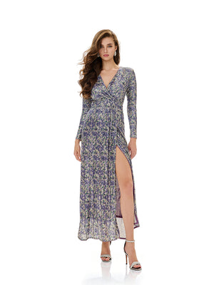 Floral Sequin Slit Maxi Dress