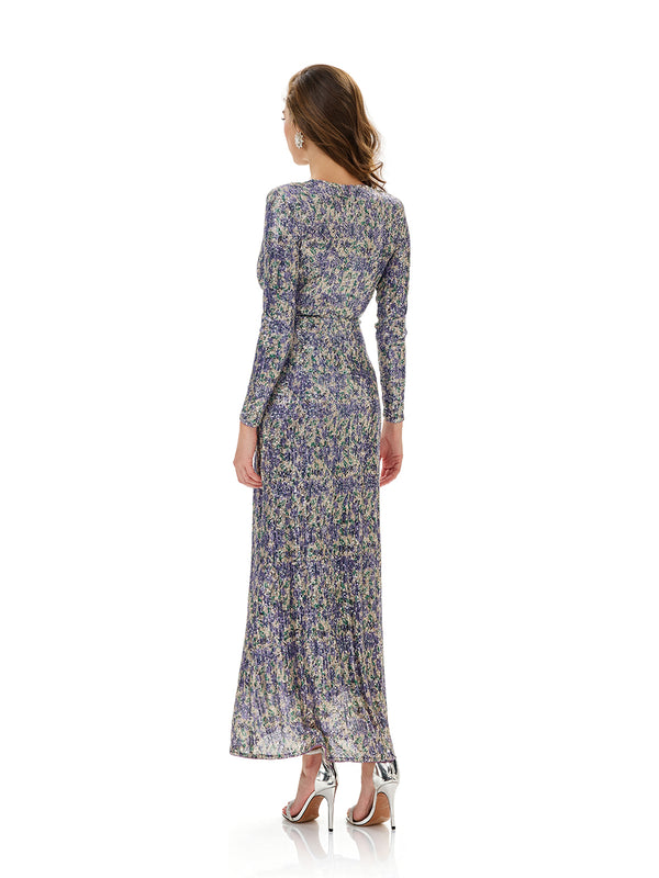 Floral Sequin Slit Maxi Dress