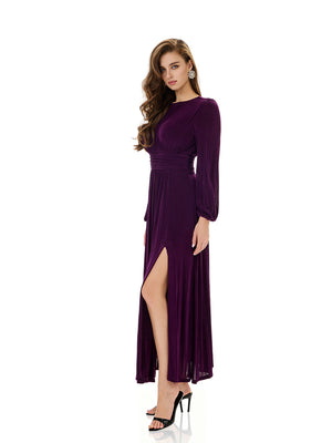 Draped High Slit Evening Gown