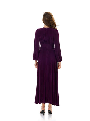 Draped High Slit Evening Gown