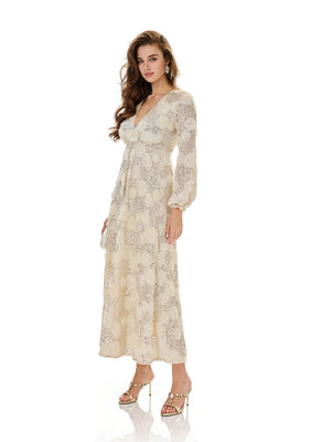 Sequin Embellished Lace Maxi Dress