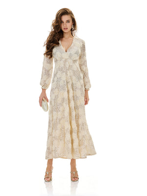 Sequin Embellished Lace Maxi Dress