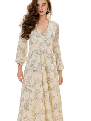 Sequin Embellished Lace Maxi Dress
