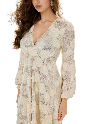 Sequin Embellished Lace Maxi Dress