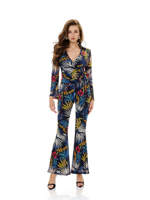 Tropical Print Wrap Top & Pant Sets