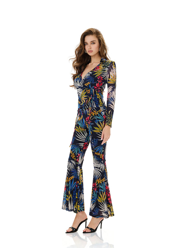 Tropical Print Wrap Top & Pant Sets