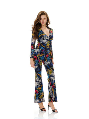 Tropical Print Wrap Top & Pant Sets