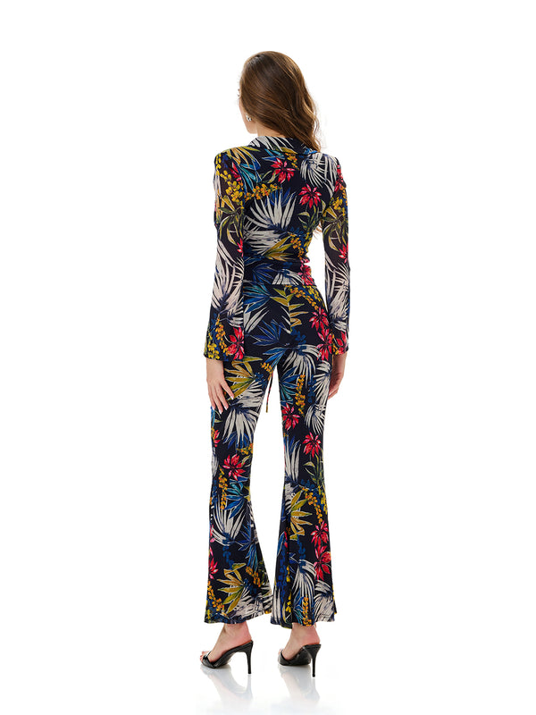 Tropical Print Wrap Top & Pant Sets