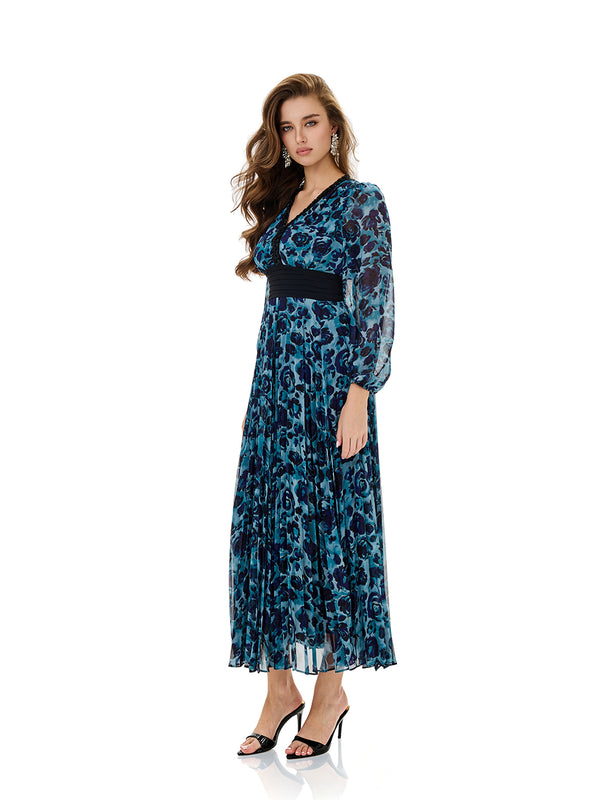 Floral Print Pleated Dress