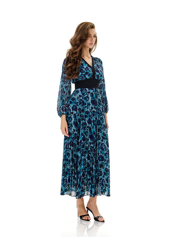 Floral Print Pleated Dress