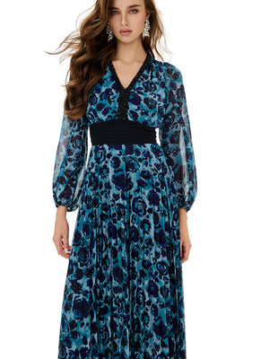 Floral Print Pleated Dress
