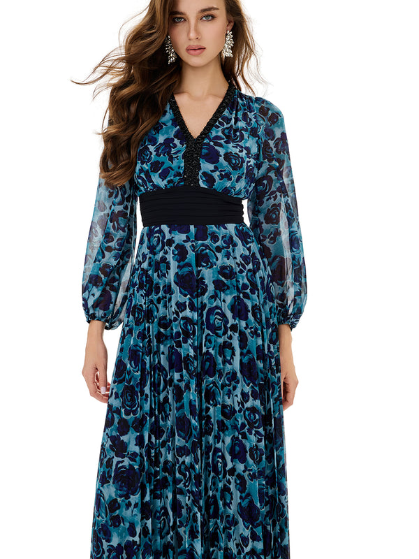 Floral Print Pleated Dress