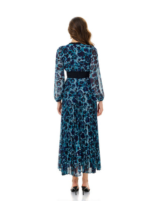 Floral Print Pleated Dress