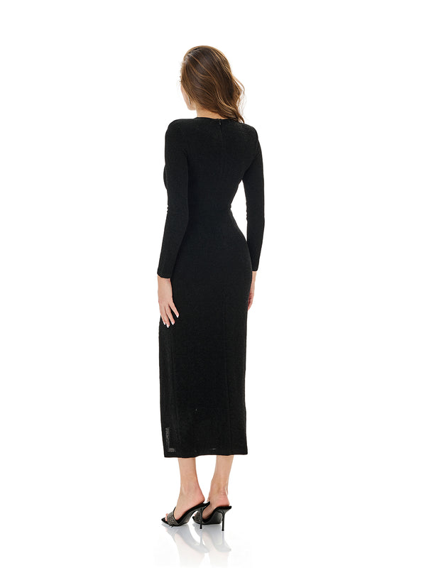 Metallic Trim Slit Bodycon Dress