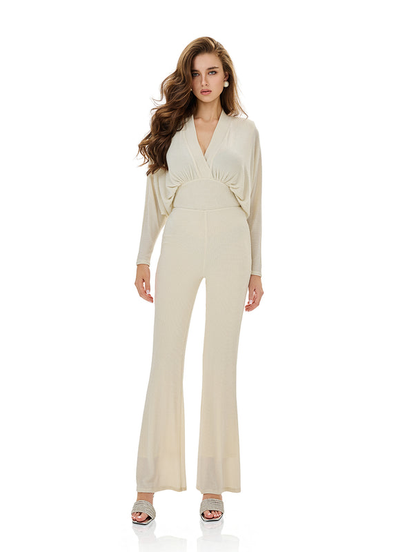 Onyx Draped Flare Jumpsuit