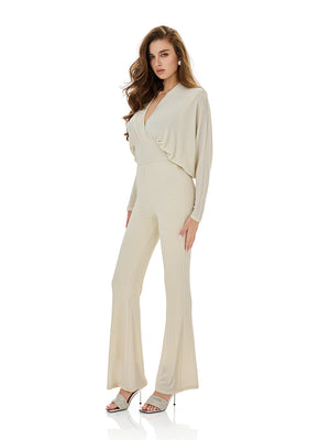 Onyx Draped Flare Jumpsuit