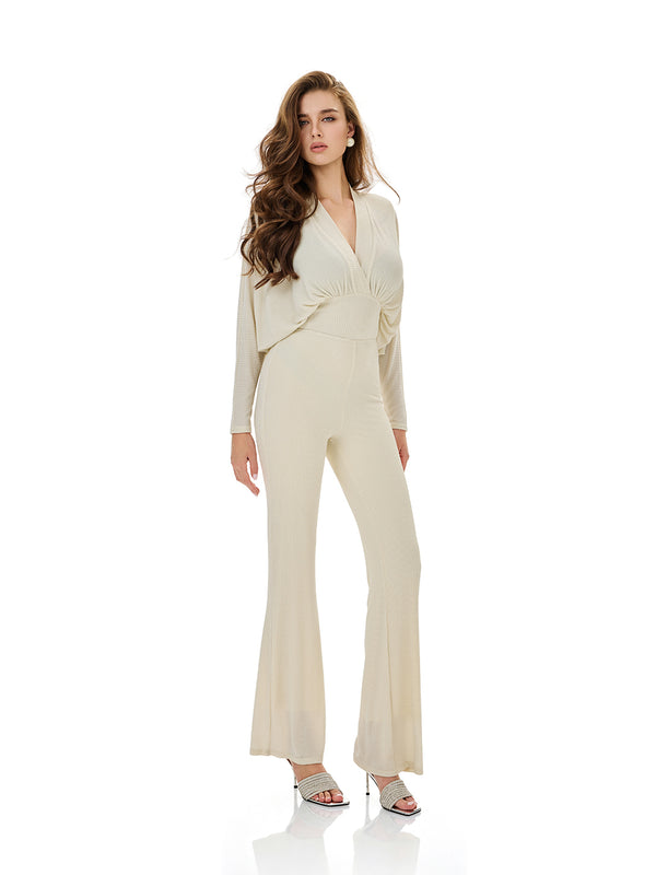 Onyx Draped Flare Jumpsuit