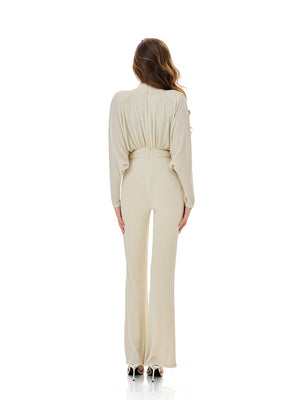 Onyx Draped Flare Jumpsuit