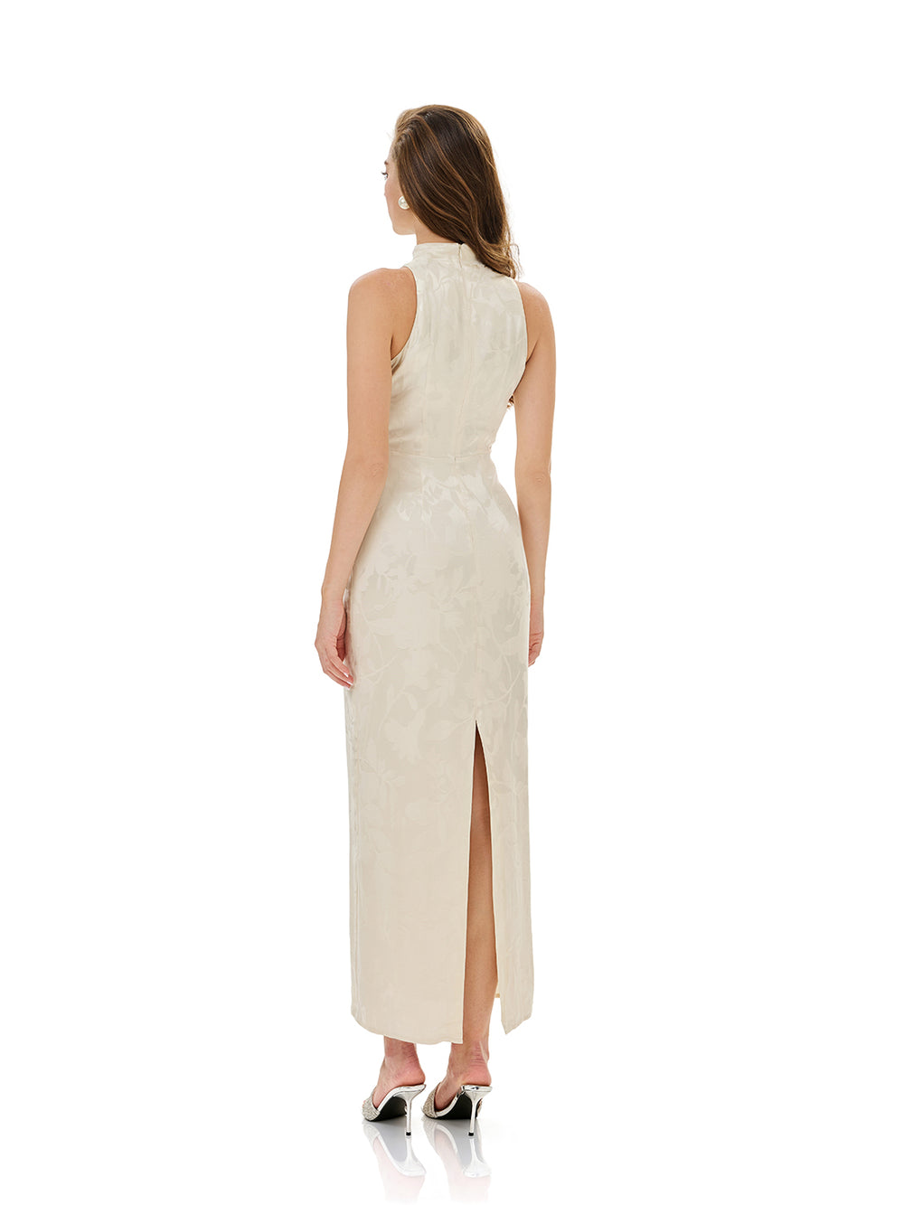 Jacquard Cheongsam Midi Bodycon Dress