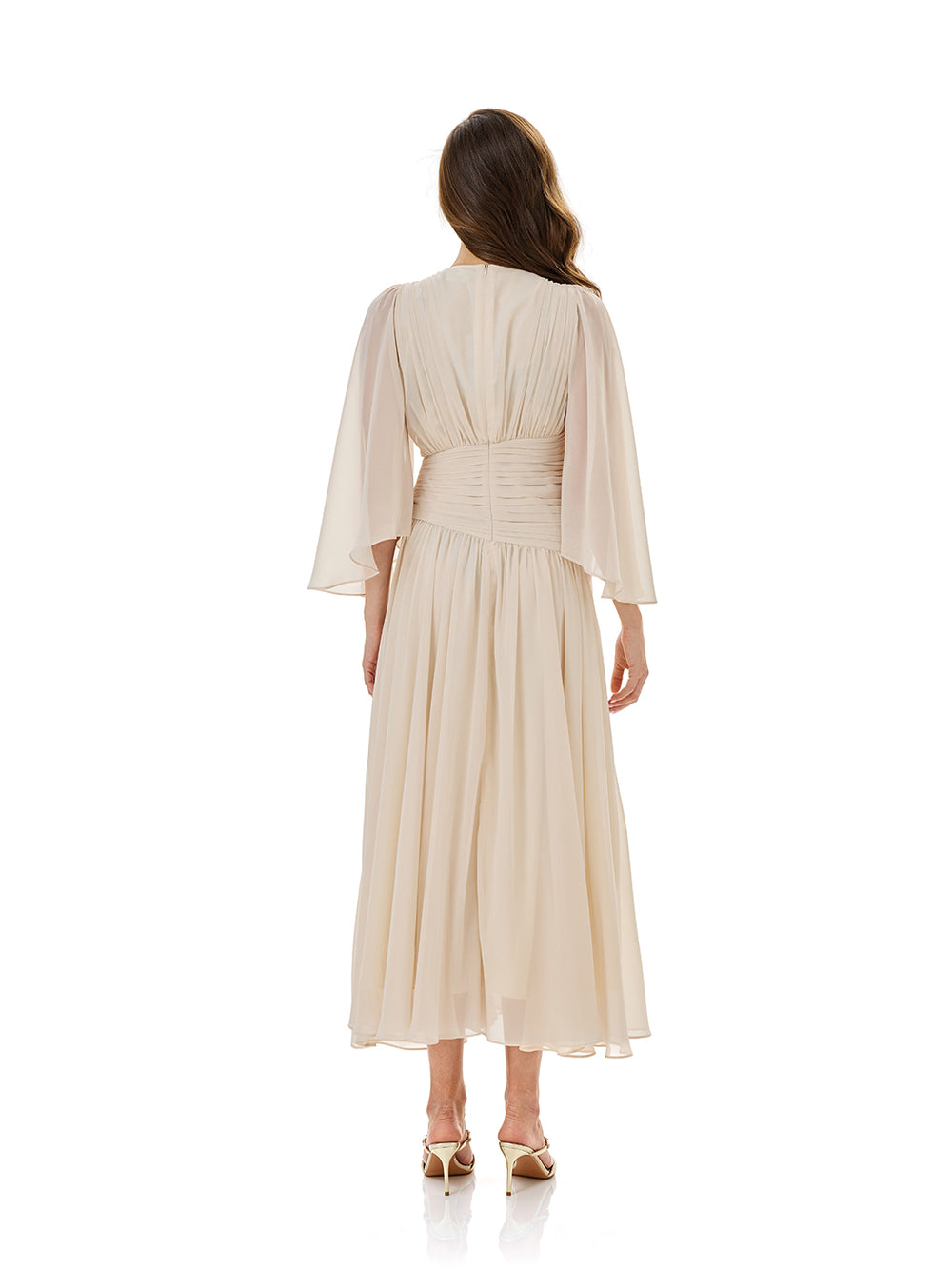 Ruched Waist Slit Maxi Dress