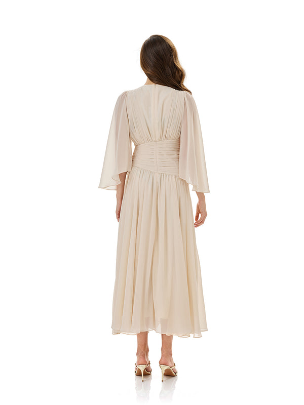 Ruched Waist Slit Maxi Dress