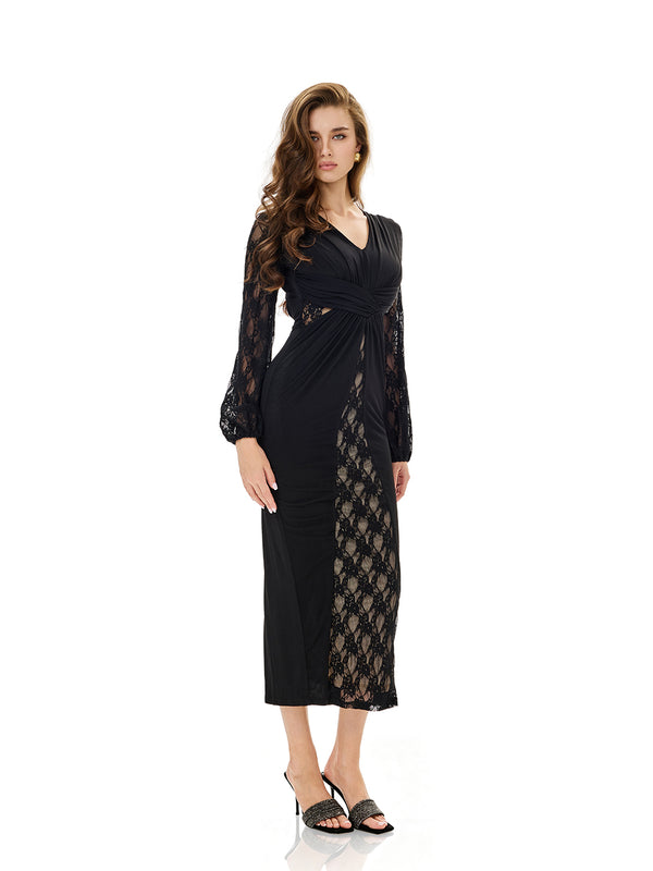 Cut Out Lace Panel Bodycon Dress