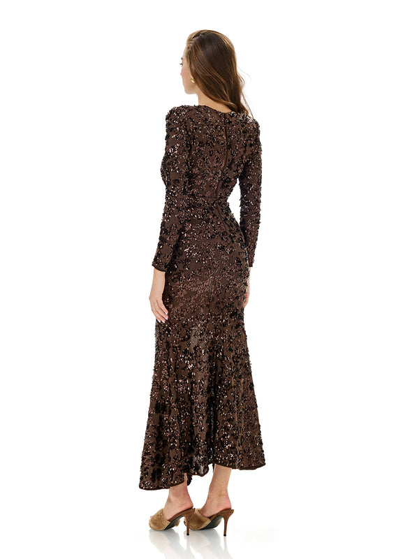 Sequin High Slit Evening Dress