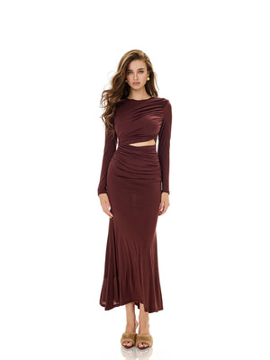 Cutout Detail Ruched Maxi Dress