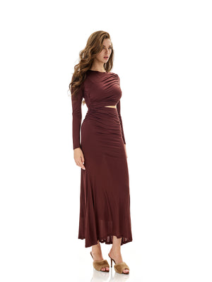Cutout Detail Ruched Maxi Dress