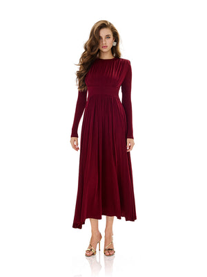 High Waist Ruched Slit Maxi Dress