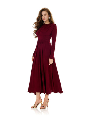 High Waist Ruched Slit Maxi Dress