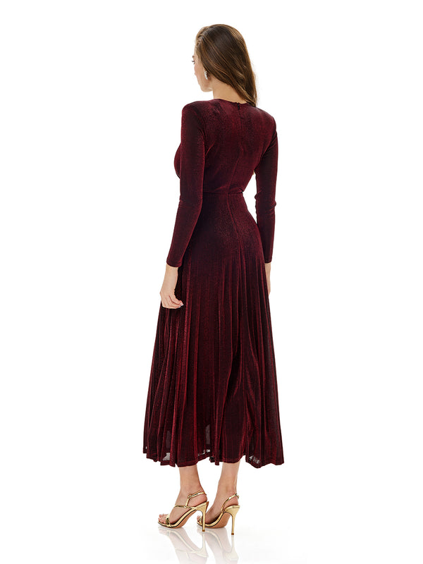 Ruched Draped Slit Evening Gown