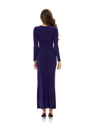 Cowl Neck Drawstring Ruched Gown