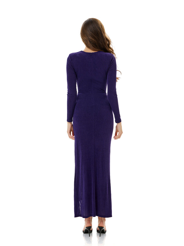 Cowl Neck Drawstring Ruched Gown