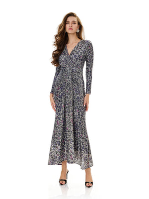 Leopard Print Sequin Wrap Party Dress