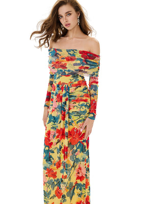 Floral Print Off Shoulder Top & Skirt Sets
