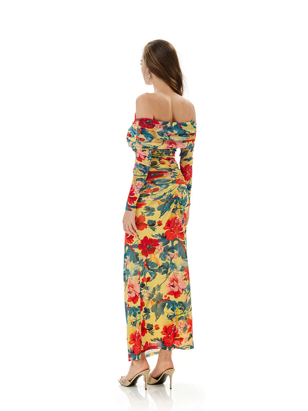 Floral Print Off Shoulder Top & Skirt Sets