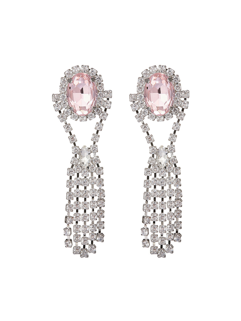 Pink Royal Tassel Gemstone Drop Earrings