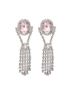 Pink Royal Tassel Gemstone Drop Earrings