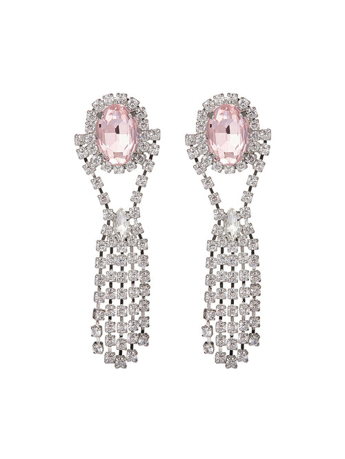 Pink Royal Tassel Gemstone Drop Earrings