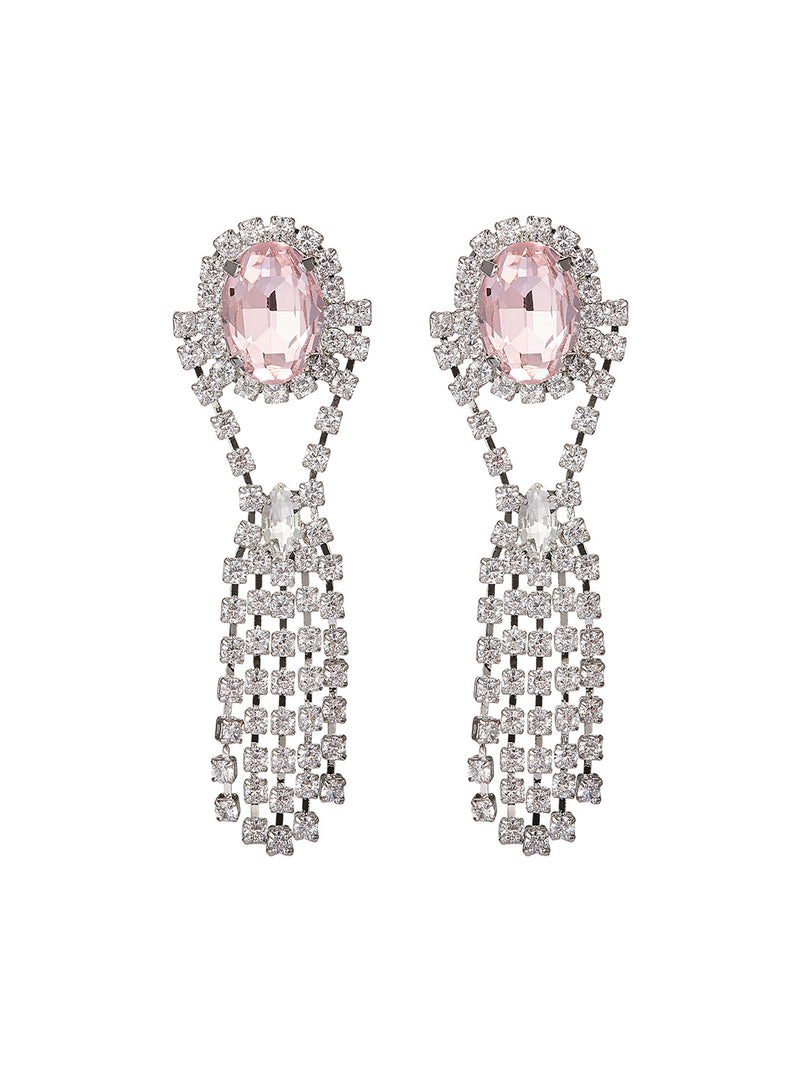 Pink Royal Tassel Gemstone Drop Earrings