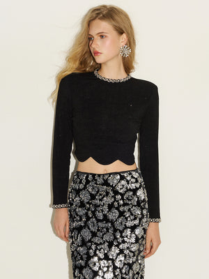 Glitter Crop Top & Sequins Skirt Sets