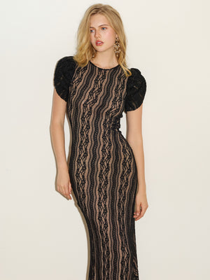 Short Sleeve Lace Mermaid Gown