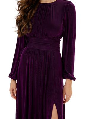 Draped High Slit Evening Gown