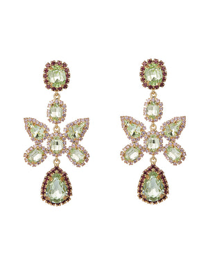 Green Statement Stone Drop Earrings